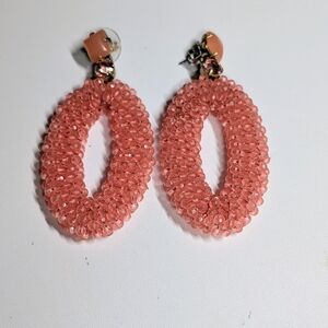 Chic Coral Beaded Hoop Earrings